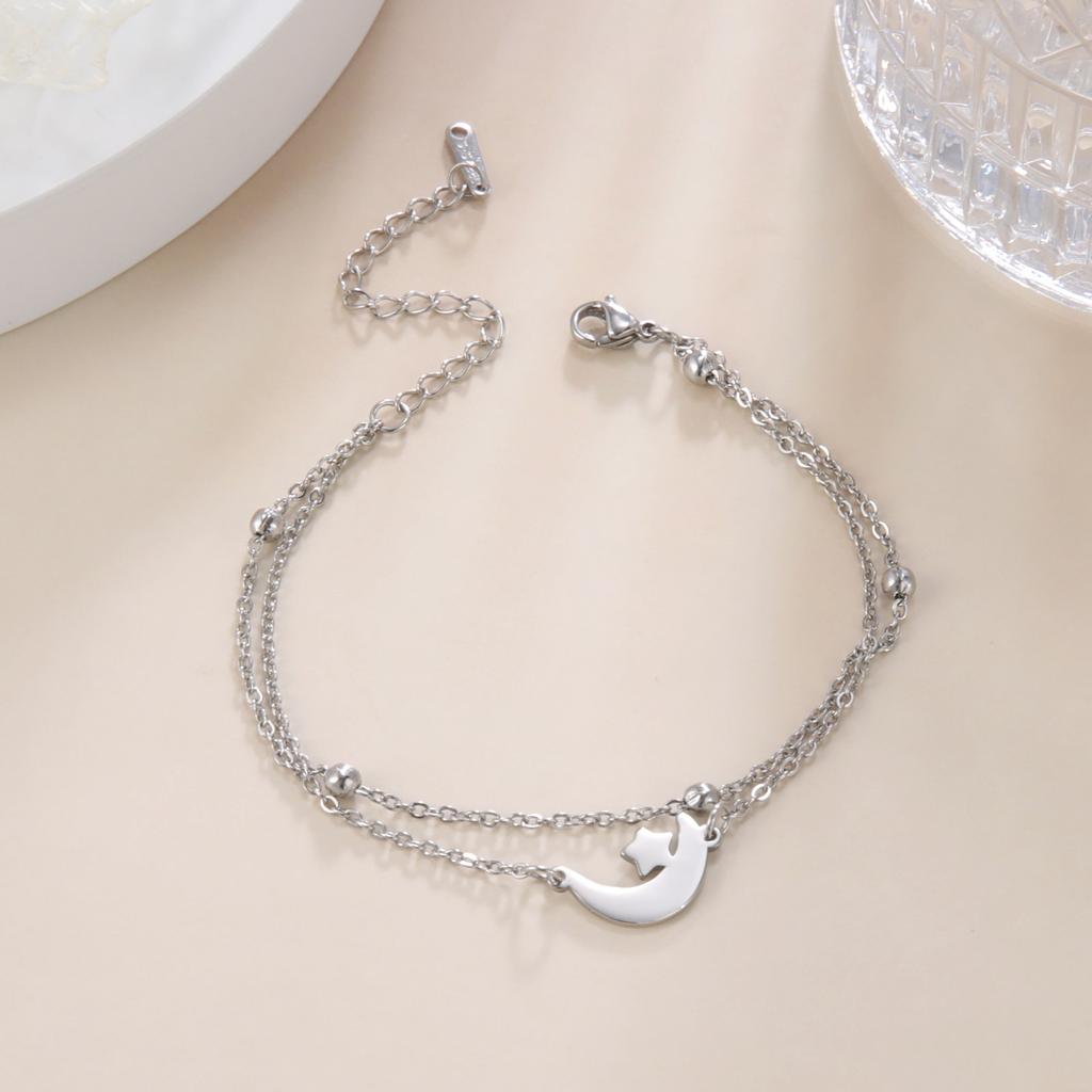 Bohemian Women's Anklet With Crescent Moon And Star Charm Beach Barefoot Jewelry
