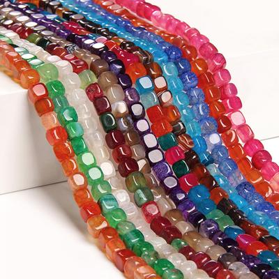 Natural Stone Square Cube Agates Beads Charm Loose Spacer Beads 6-8mm Jewelry Making Accessories Beadwork DIY Necklace Bracelets