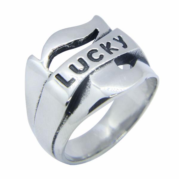 Drop Ship Size 7~13 Cool Lucky 7 Biker Ring 316L Stainless Steel Jewelry Fashion Polishing Biker Ring 7