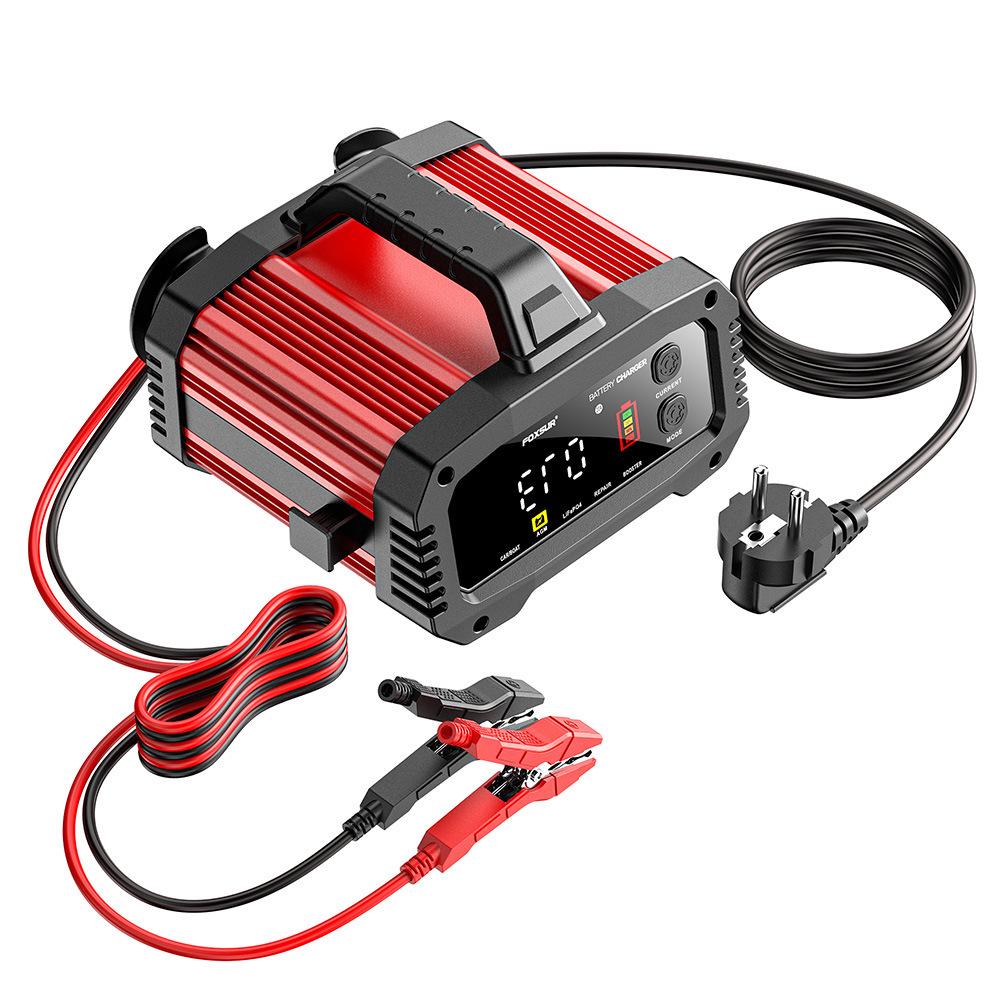 FOXSUR 25A Tragbares Hochleistungs 12V/24V Blei-Säure Lithium Auto/Boot/Motorrad Ladegerät
