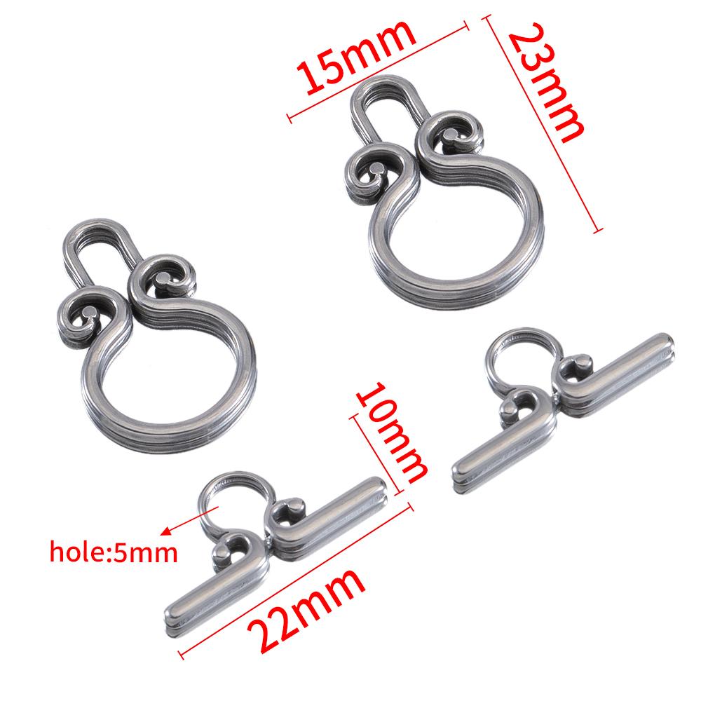 3sets/lot Stainless Steel Heart OT Toggle Clasp Hook Rings Connectors for DIY Necklaces Bracelets Accessories Jewelry Making