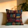 Book Shelf  Pattern Pillow Case Square DoubleSided Sofa Cushion Cover Bedroom Bedside Pillow