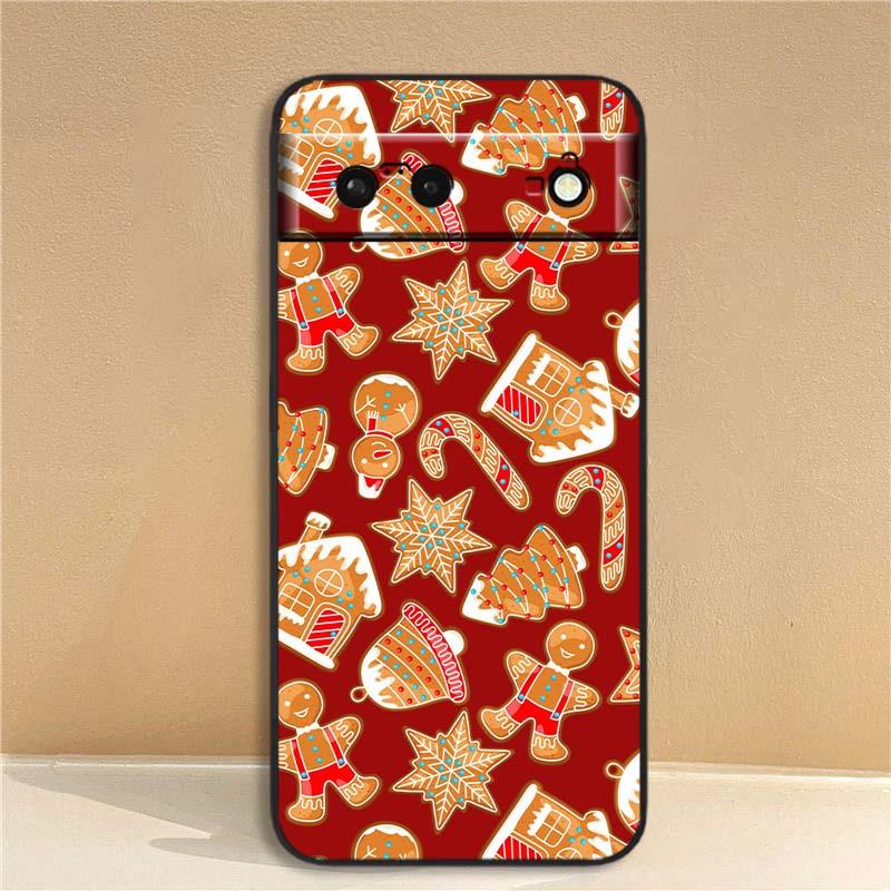 Christmas cartoon pattern Phone Case For Google Pixel 10 9a 9 8A 8 7 7A 6 6A Pro XL 2024 5G Black Soft TPU Silicone