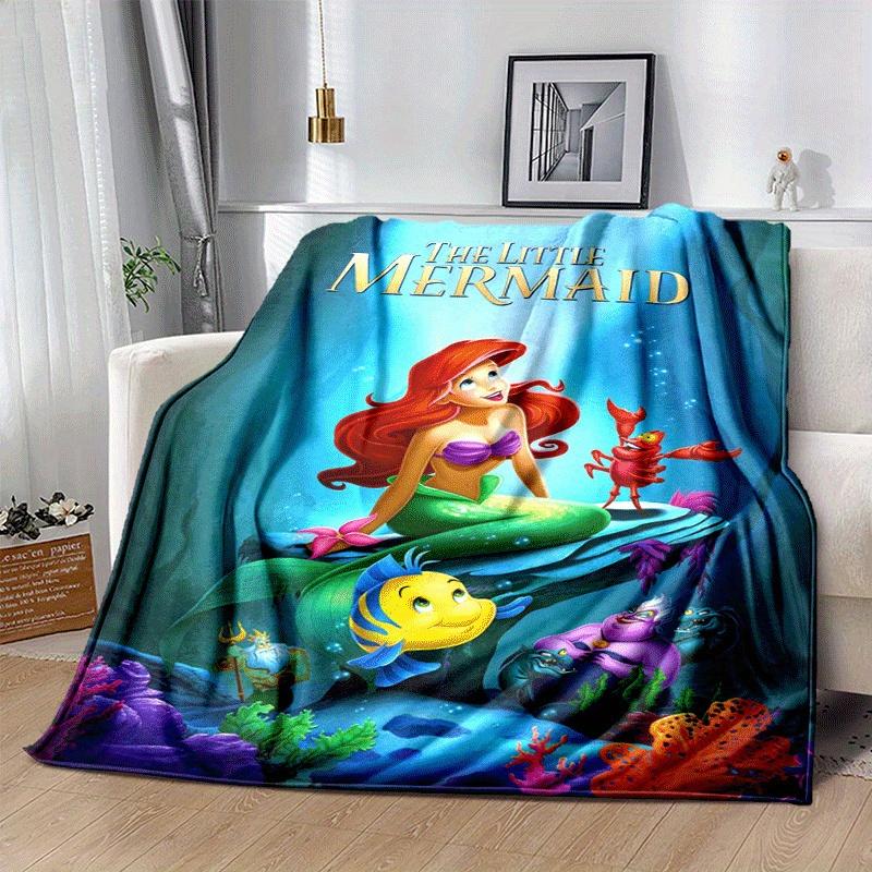 1pc Mermaid Printing Blanket - Soft, All-Season Throw for Living Room, Gift with Adorable Cartoon Design