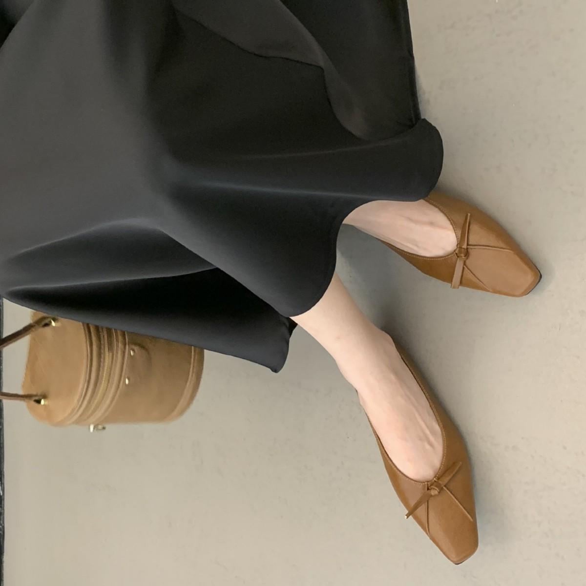 

Temperament bow light mouth low heel single shoes women s 2025 new evening wind ladyshoes 40 коричневый