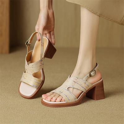 Moda Nuovi Sandali Estivi Sandali con Punta Quadrata per Donna Sandali con Tacco Chunky Moda Scarpe da Donna Multicolore Tacchi Alti Scarpe con Tacco da Donna