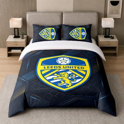 3Pcs Bedding SetLeeds United Soft Bed Sheet and Two Pillowcases Home Bedroom Decor