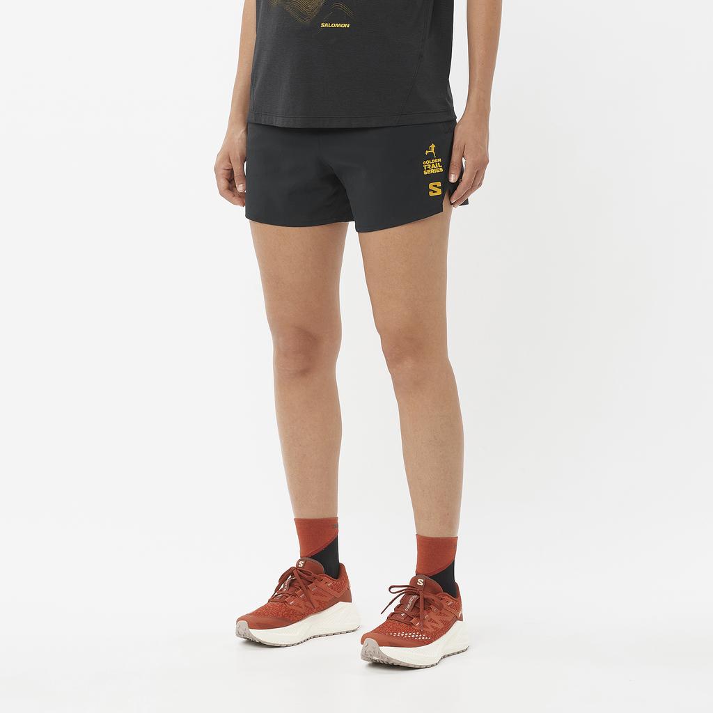 SALOMON Golden Trail Series Fashion Simple Breathable Lace-Up Three-Quarter Casual Shorts Women Shorts Black C24847
