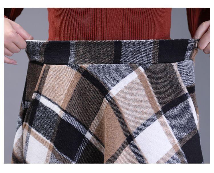 Fustă lungă retro cu carouri, pentru toamnă-iarnă, cu tiv de umbrelă, pentru siluetă pară