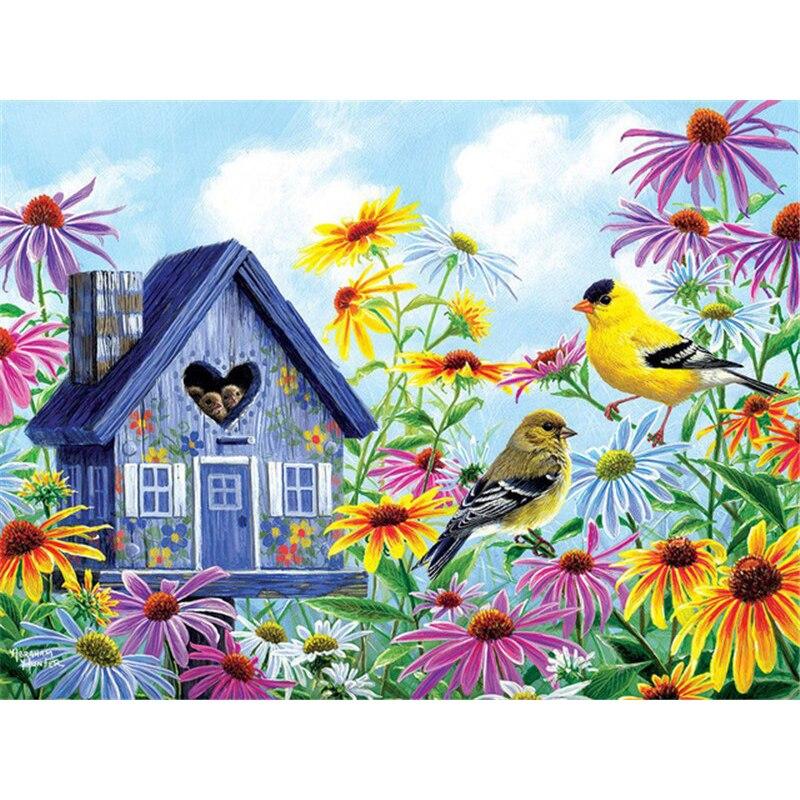 5D DIY Diamond Painting Bird's Nest Flower Diamond Embroidery Animal Cross Stitch Full Round Drill Home Decor Manual Gift