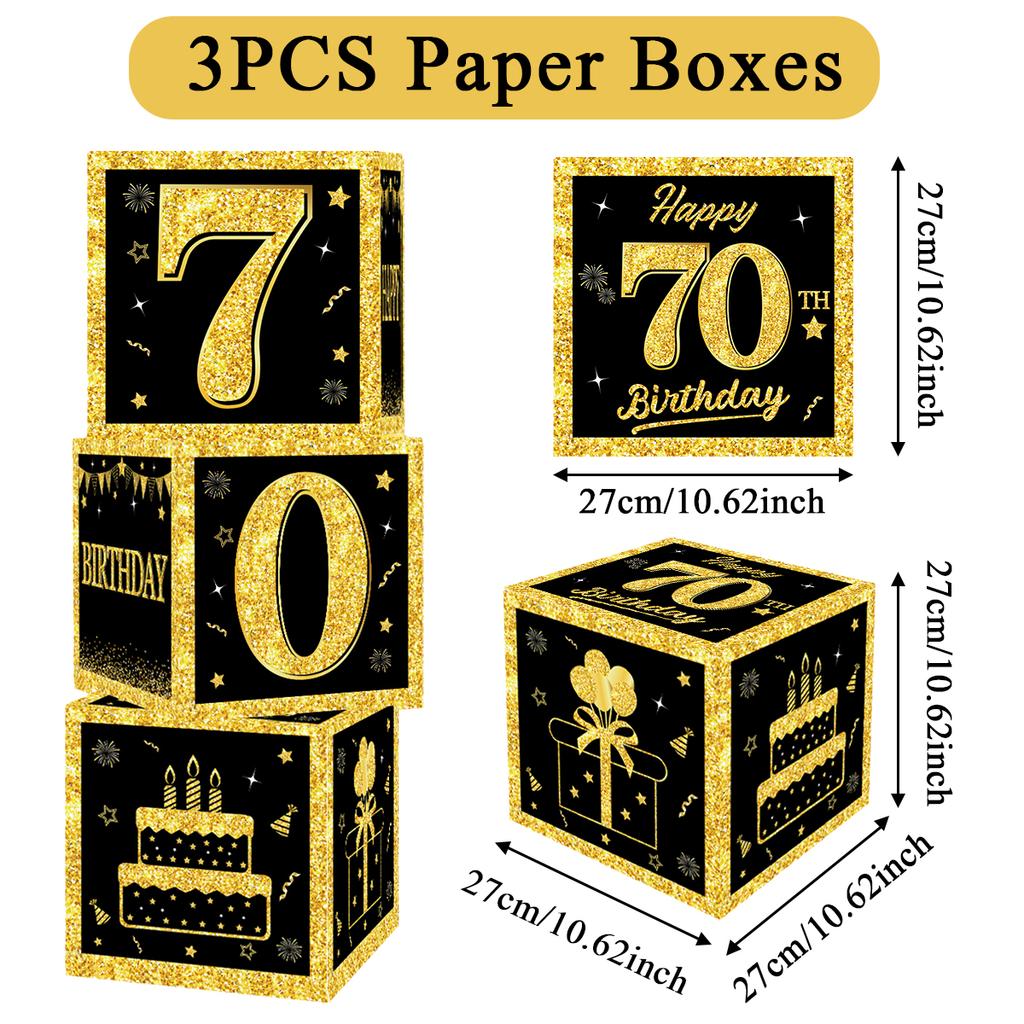 Black Gold Birthday Number Box Happy DIY 0-9 Birthday Party Decoration Kids Adults Birthday Party 18 30 40 50 Anniversary Decor