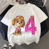 Paw Patrol Birthday Number Tee Shirt Baby Summer Cotton T Shirt Boy Girl Chase Skye Printed Kid Clothes Cartoon Letter Tops Gift