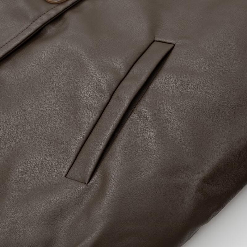 JOY SPEAKER Women's High-Neck Faux PU Thick Padded Jacket