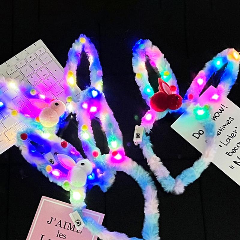 1Pc  Plush Glow Glow Ball Rabbit Hair Band Party Plush Glow Headwear