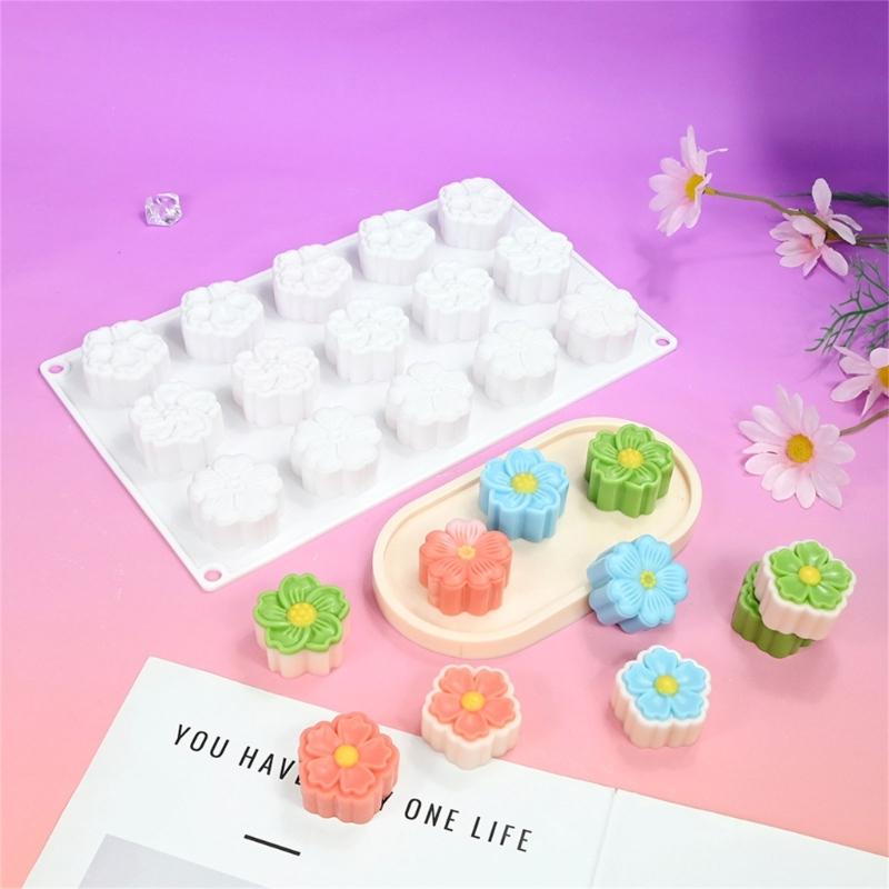 15 Unit Flower Cake Mold For Baking Crafts Heatproof Dishwasher Safe Quick Demolding 55KF