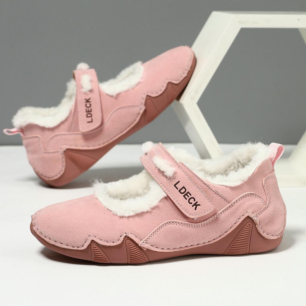 Fleece Warm 2025 Large Size Women's Shoes Outdoor Casual Shoes Winter Shoes Sneakers Velcro Single Shoes