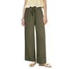 Casual Loose High Waist Solid Straight Hollow Out Wide Leg Cropped Pants For Women