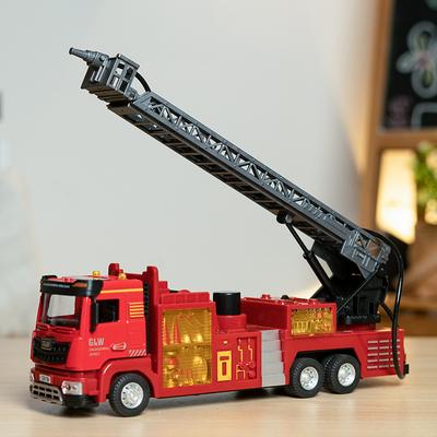 1:40 Feuerlöschwasser Sprühwagen Modell Leiterfahrzeug Kinderspielzeug Legierung+Kunststoff Auto Ton Licht Rückzieher Sammlung Jungen Geschenk