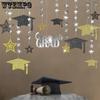 13pcs Golden Graduation Banner Decorations 2026 Congrats Grad College Graduation Party Garlands Decoration Cap Streamer Kit Supply