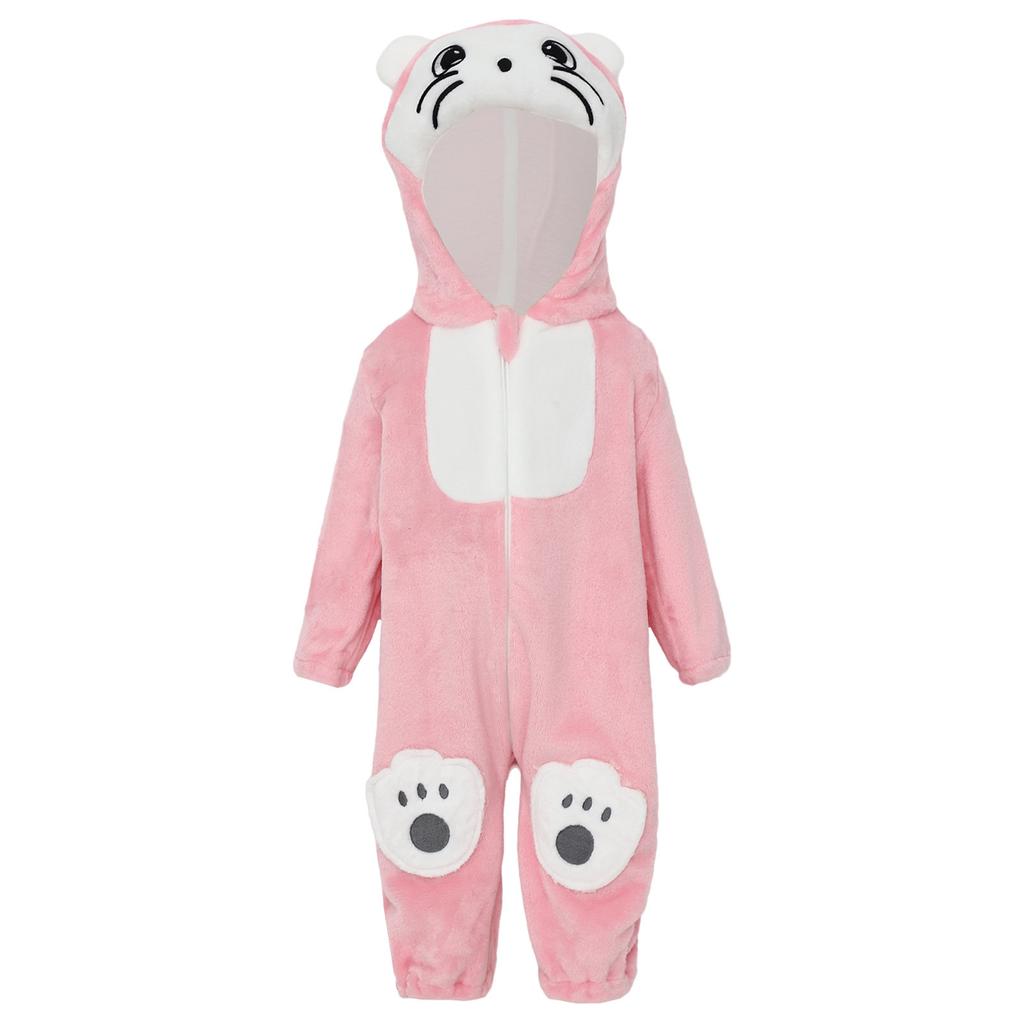 Baby Cute Animal Jumpsuit Hooded 3D Tail Long Sleeve Zip Up Cosplay Homewear