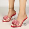 Strange Style Clear Heels For Women Slippers Fashion Crystal Bowknot Designer Shoes Transparent Sandals