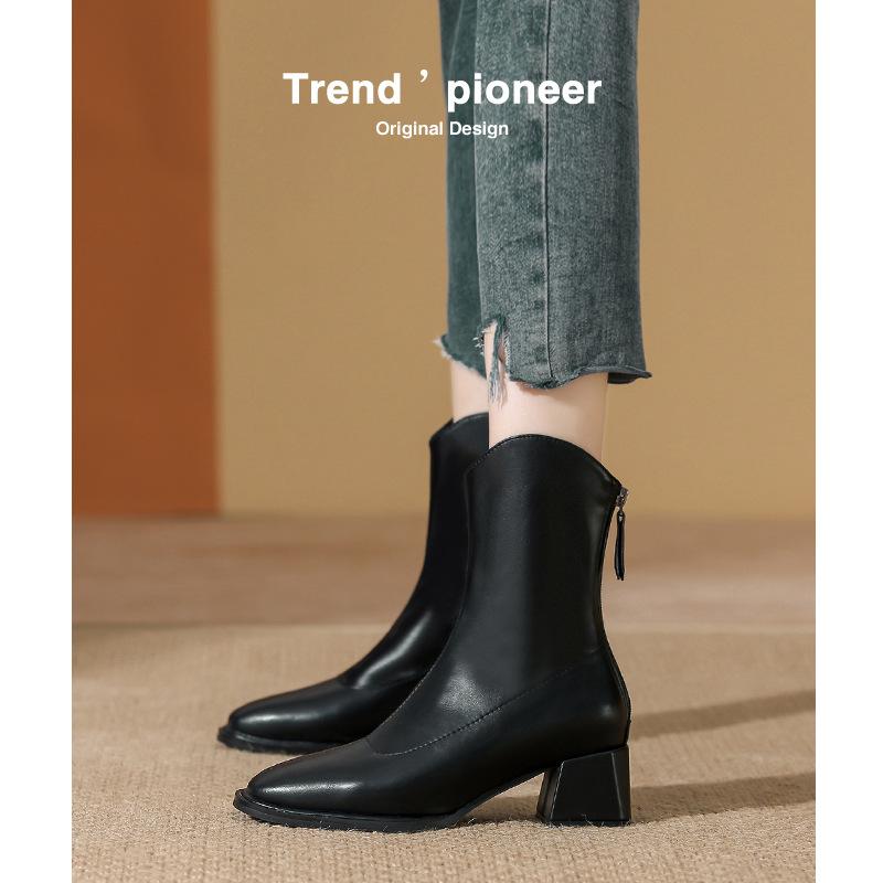 Martin Boots Small Short Boots Women's Boots Winter High Heels White Boots Thick Heel Square Head High Heel Women's Boots Skinny Boots