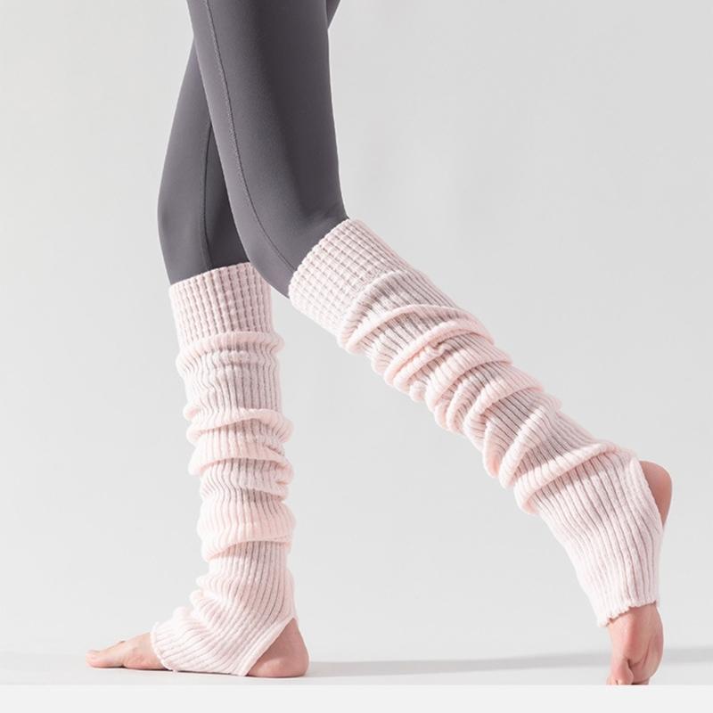Calzettoni a costine a righe sopra il ginocchio senza piedi Scaldamuscoli lunghissimi con staffa Calze alte fino alla coscia per Donna Yoga