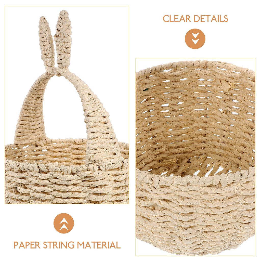 Rabbit Flower Basket Ear Woven Decor Hand Storage for Gifts Weave Candy Iron Paper Rope with Handle Party Candy Basket
