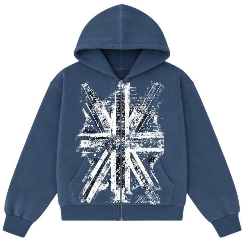 TK Vintage American Street Red Flag Hoodie Unisex Loose Y2K Sweatshirt