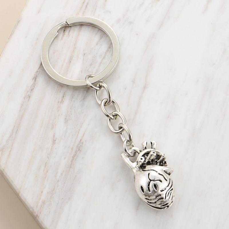 Vintage 3D Brain Keychain Anatomical Organs Body Parts Keyring Pendant For Doctor Graduation Gift Jewelry Handcrafts
