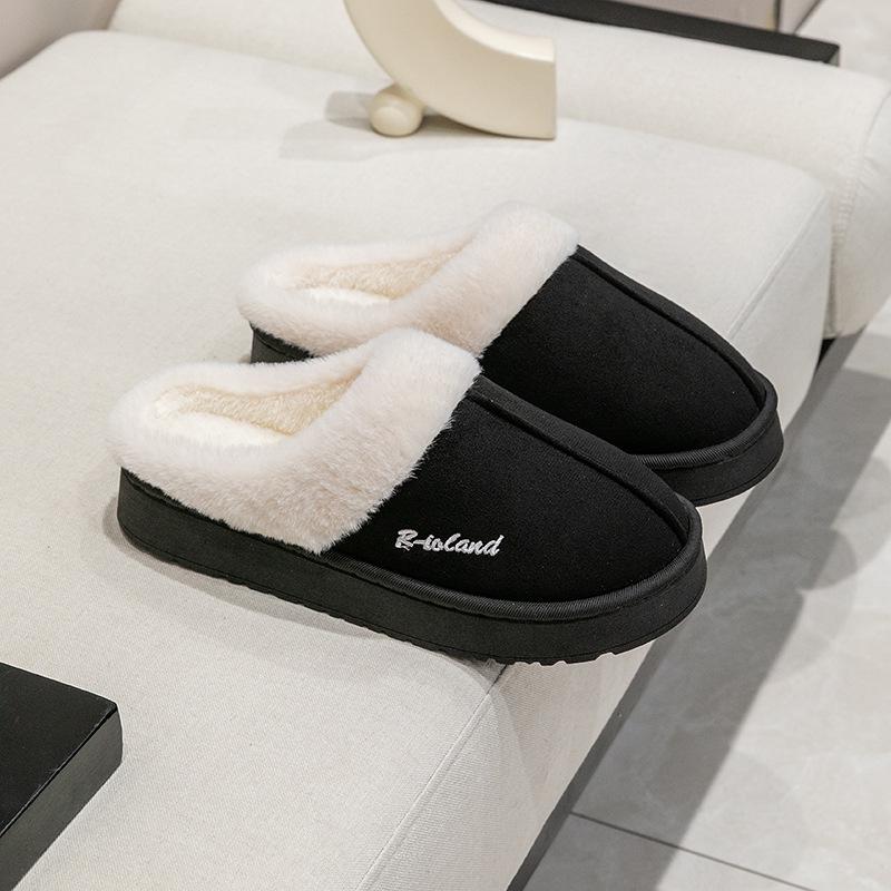 Women's High-Top Cotton Slippers, Winter Non-Slip Indoor/Outdoor, Thick Plush, Full-Wrap, Casual Warm Shoes