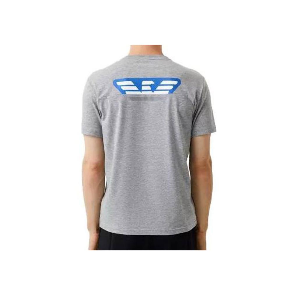 Emporio Armani SS23 EA7 Series Back Logo Printed Casual Crew Neck Short Sleeve T-Shirt Men Tops Gray 6LPT30-PJQ9Z-3905