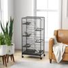 6-Level Rodent Cage with Wheels, Platforms, Removable Tray, Feeder and Waterer, 61.5x44x131 cm, Black