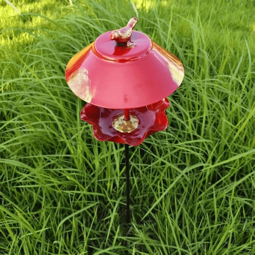 Wavy Curved Petal Bird Feeding Station Large Capacity Garden Bird Basin Garden Ornament