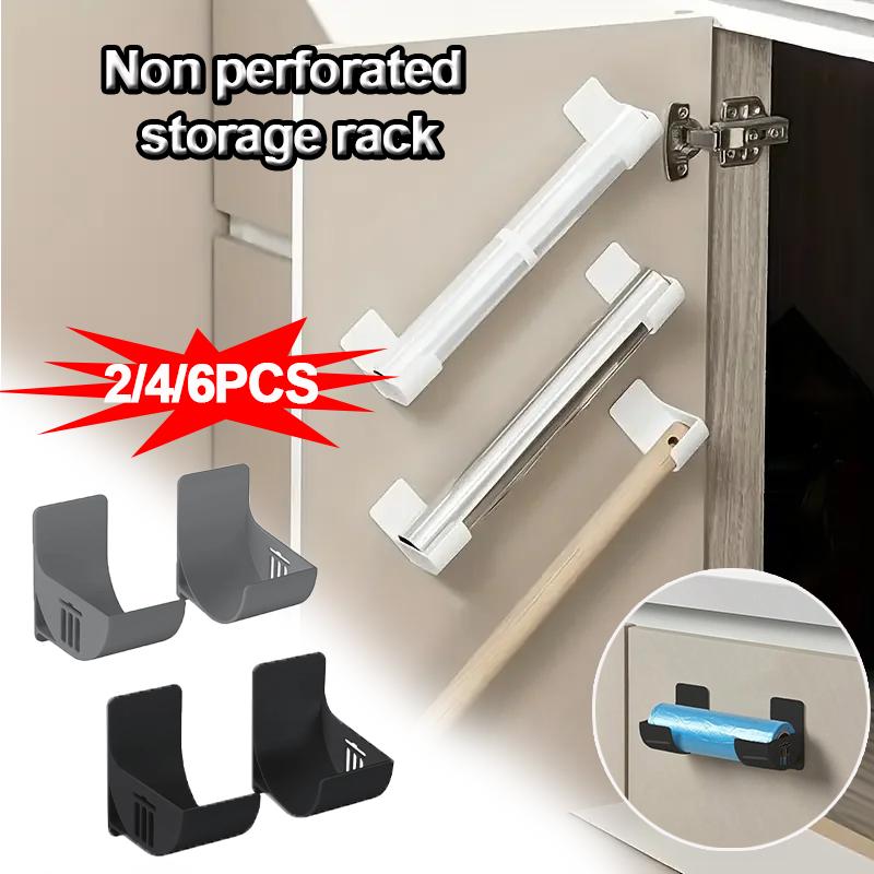 Регулируемая самоклеящаяся кухонная полка для хранения пластиковая настенная полка для хранения пищевой пленки алюминиевой фольги полотенец и пакетов white-1 pair2pcs 433₽