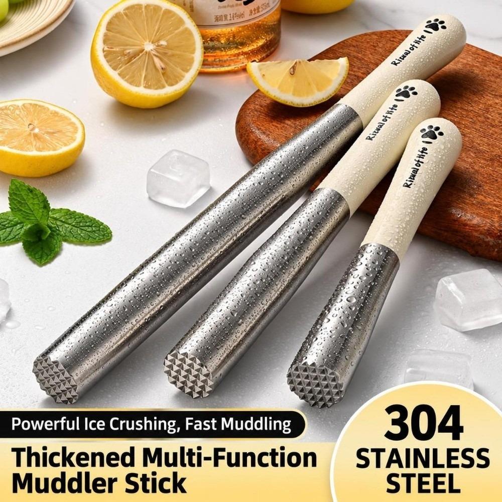 Heavy Duty Fruit Muddler Stainless Steel Ice Muddler Puree Making Lemon Hammer Bar Tools