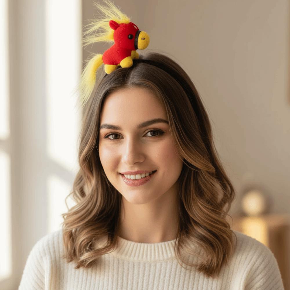 Cartoon Horse Hair Hoop Pony Headpiece Sweet New Year Headband Women