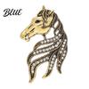 Horse Head Brooch Retro Rhinestone Pin Women Men Zinc Alloy