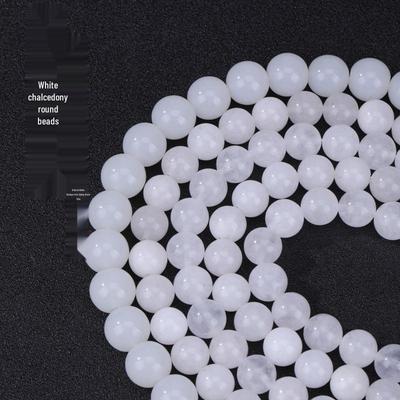 Natural White Chalcedony Beads for DIY Jewelry: Semi-Finished Quartzite Jade for Handmade Bracelets & Necklaces