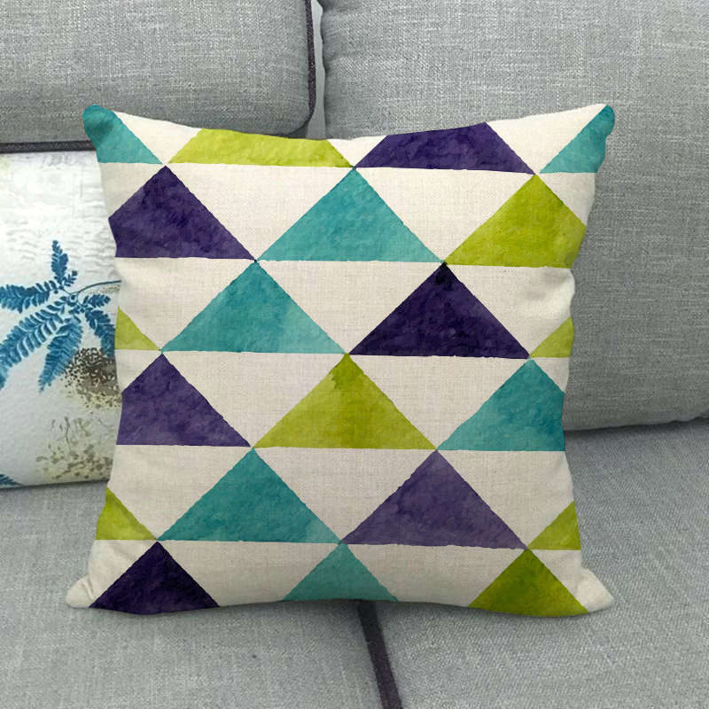Geometric Triangular Wave Pattern Digital Printing Short Plush Pillow Covers For Car Sofa Office Cushion Cover Home Goods
