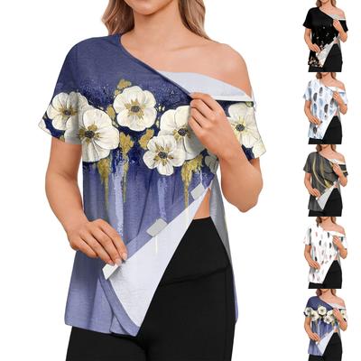 Women's Post-operative Short-sleeved Color Shirt With Shoulder Zipper And Side  Closure.