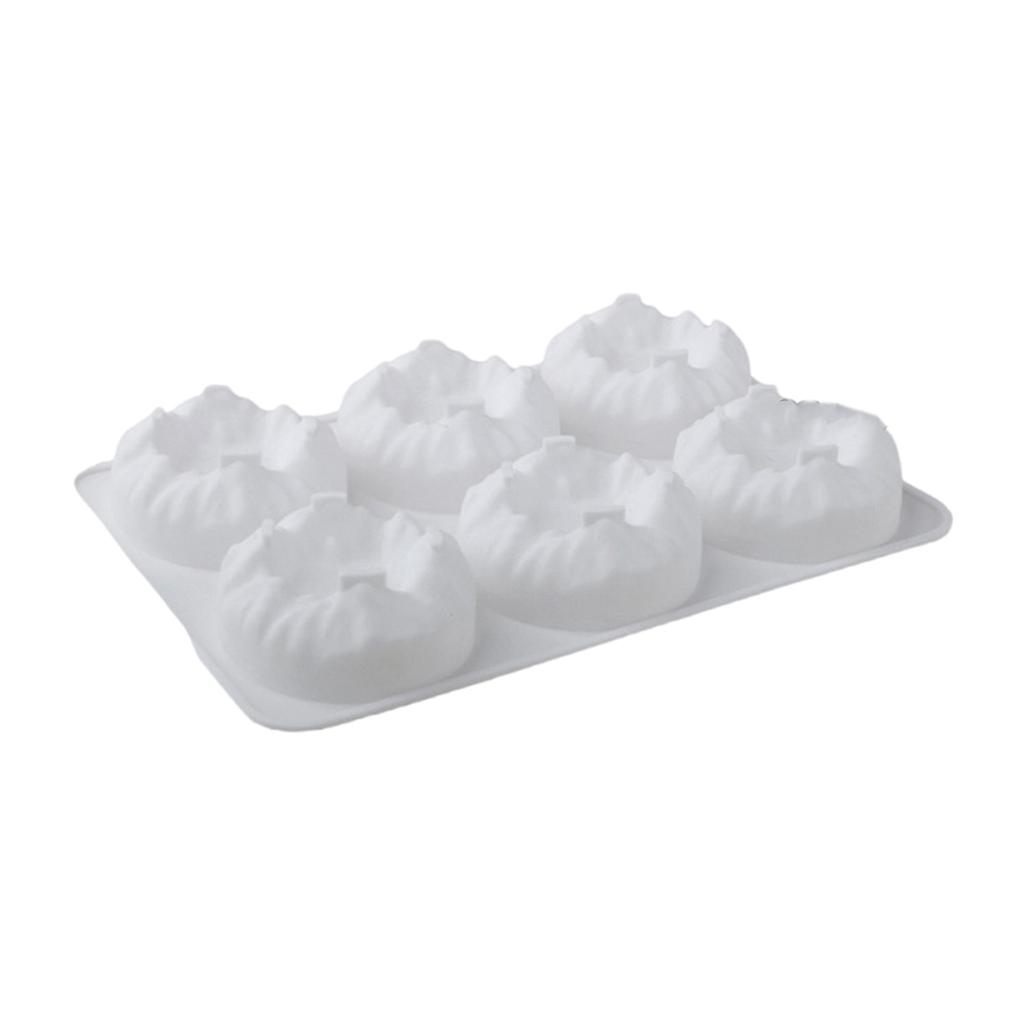 6 Cavity Silicone Mousse Cake Mold Mountain Shape Flexible Baking Molds for Baking and Dessert Nonstick Bread Making