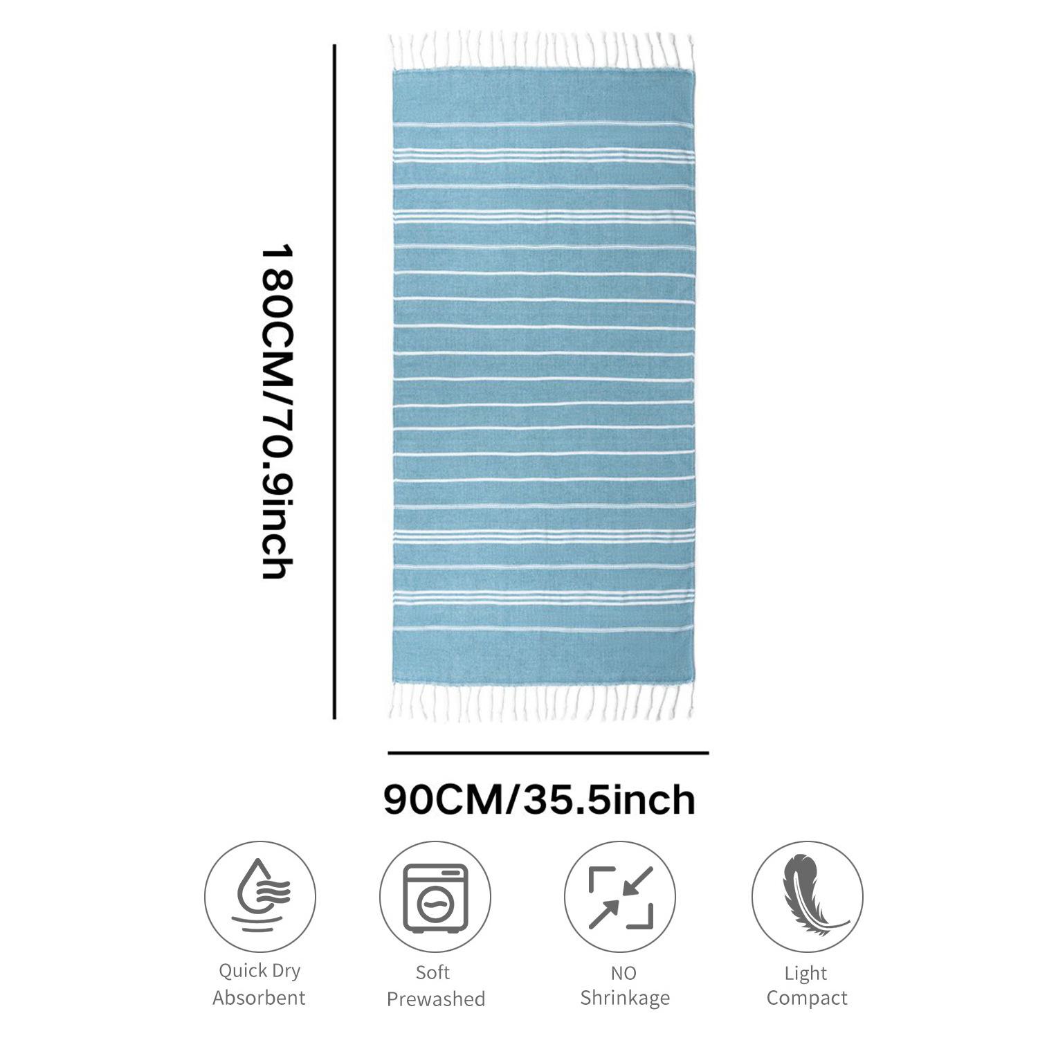Simple Tassel Turkish Beach Pocket Towels: Cotton, Striped Woven Beach Towel Cotton Fabric Turkish Beach Towel 90x180CM&299 and Below