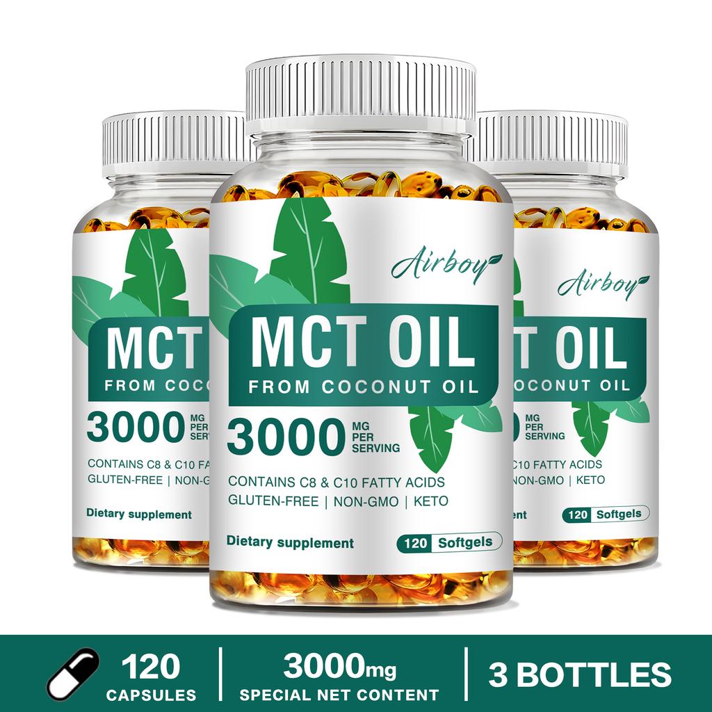 Airboy - Medium Chain Triglycerides Coconut Oil Softgels - Rich in C8 and C10 Fatty Acids - Brain Health