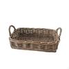 Rectangular Wicker Basket Shallow Tray Open Weave for Desk