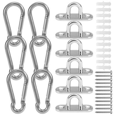 5mm Eye Plates Carabiners Screws Set Multifunctional Wall Mount Hanging Hook for Wall Mounting Hammocks Yoga Training