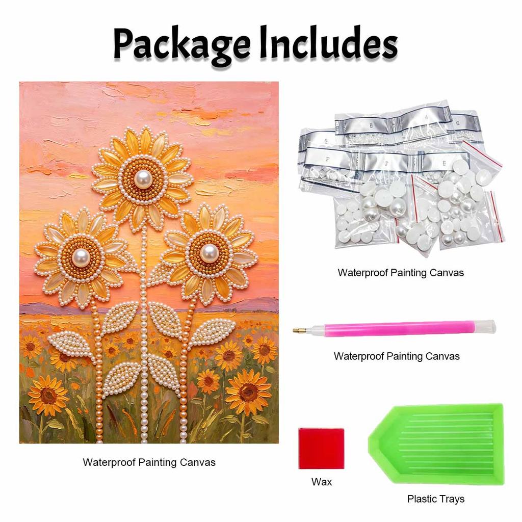Pearl Sunflower Painting Handmade Creative Projects. Home Wall Decoration.
