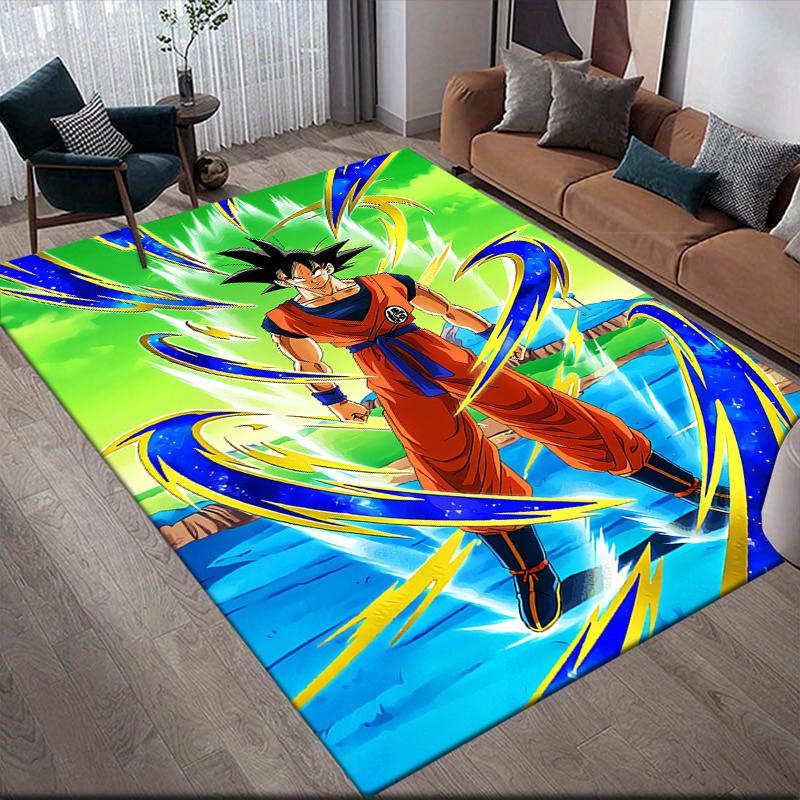 Dragon Ball Son Goku Character Square Area Rug, Non-Slip Floor Mat for Bedroom, Perfect Gift for Goku Fans