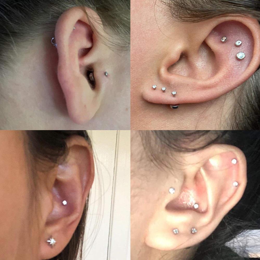 1 Paio di Orecchini a Perno Trago in Acciaio Inossidabile per Donne Uomini Zirconia Cubica Rotonda Dorso Piatto Chiusura a Vite Piercing all'Orecchio 2-8MM Gioielli