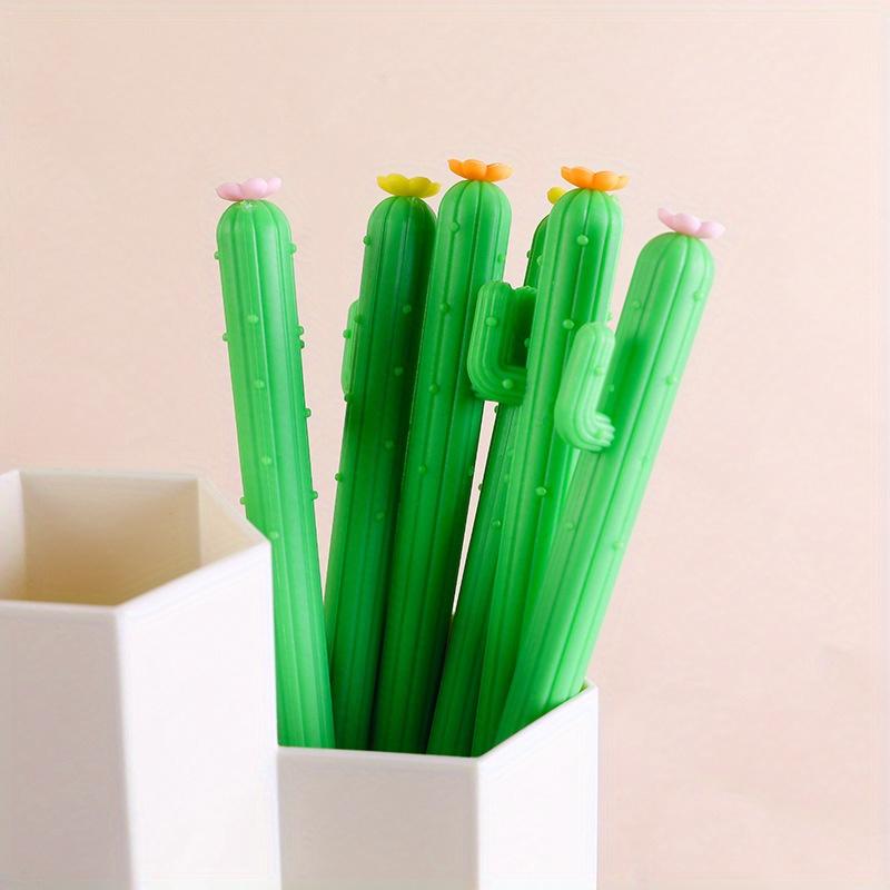 Return to school season 10pcs 0.5mm soft glue shape single-arm cactus neutral pen plant creative signing pen stationery supplies